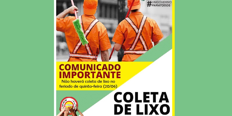 Não haverá coleta de lixo no feriado