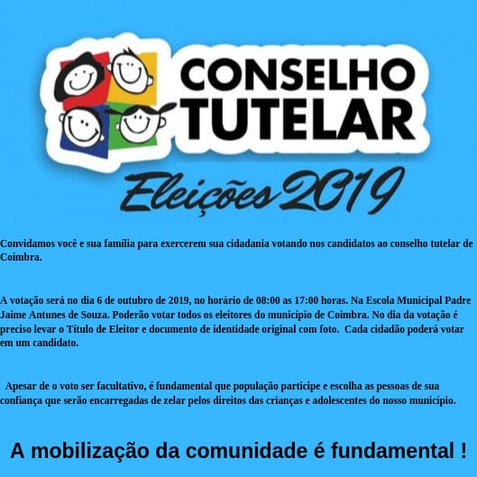 CONSELHO TUTELAR - ELEIÇÕES 2019