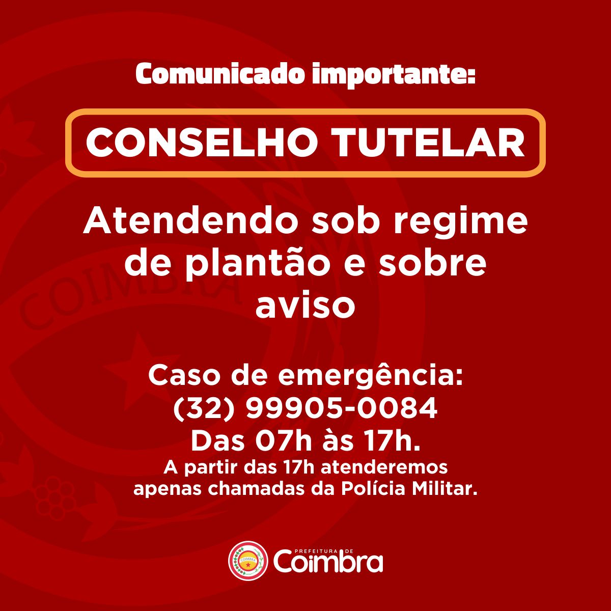 Nota oficial do Conselho Tutelar de Coimbra