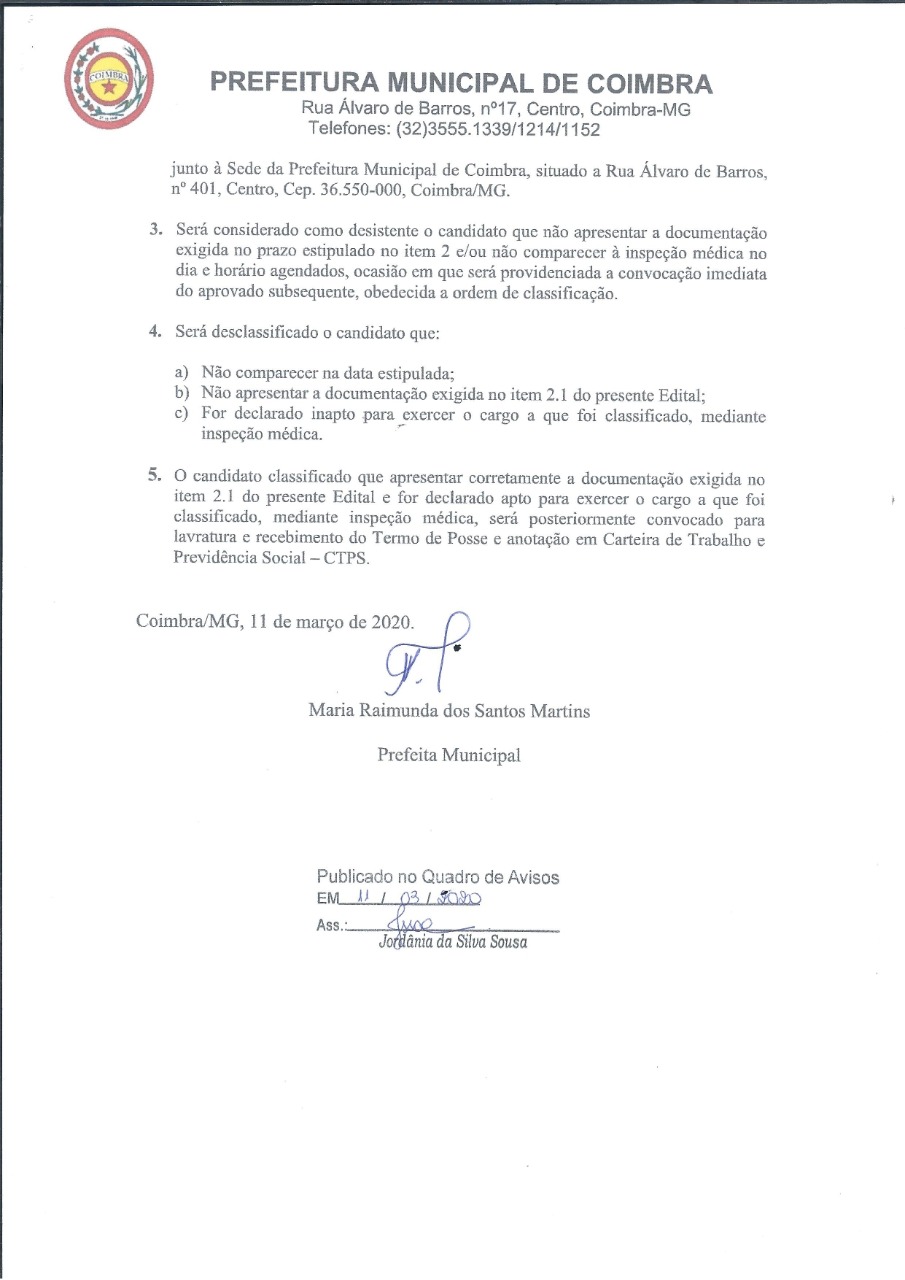 Prefeitura publica edital complementar para convocação dos candidatos aprovados no Processo Seletivo