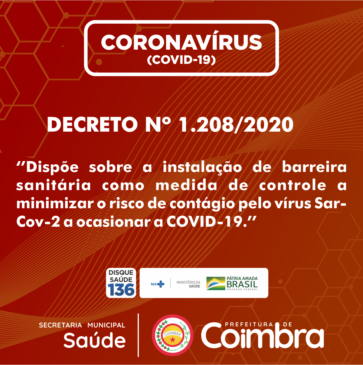Prefeitura de Coimbra divulga o Decreto nº 1.208/2020