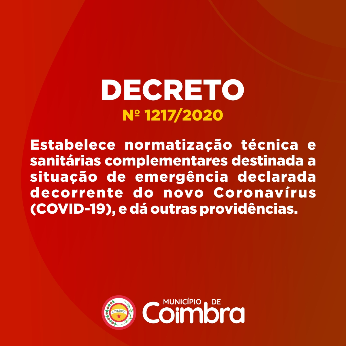 Prefeitura de Coimbra divulga Decreto nº 1217/2020