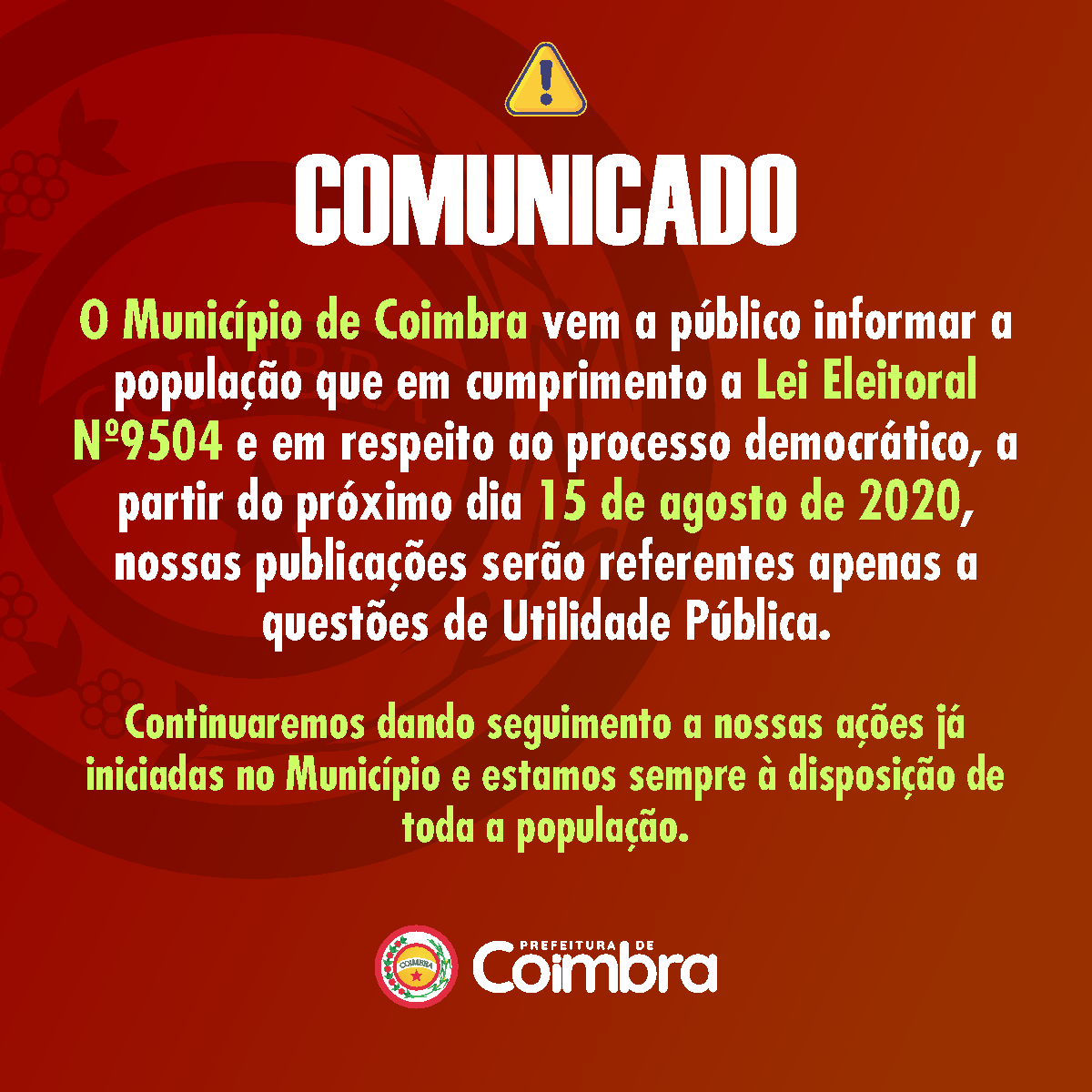 Comunicado importante - Eleições 2020