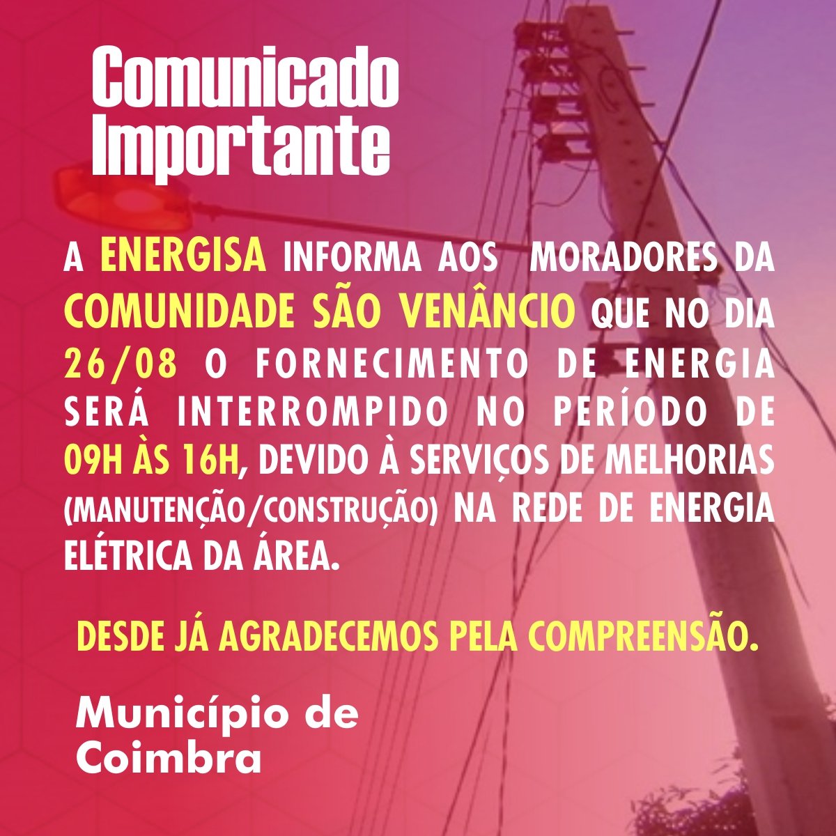 Comunicado à Comunidade São Venâncio