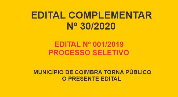 Edital Complementar nº 30/2020 Agente Comunitário de Saúde