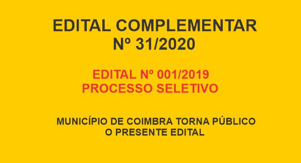 Edital Complementar nº 31/2020 Agente Comunitário de Saúde