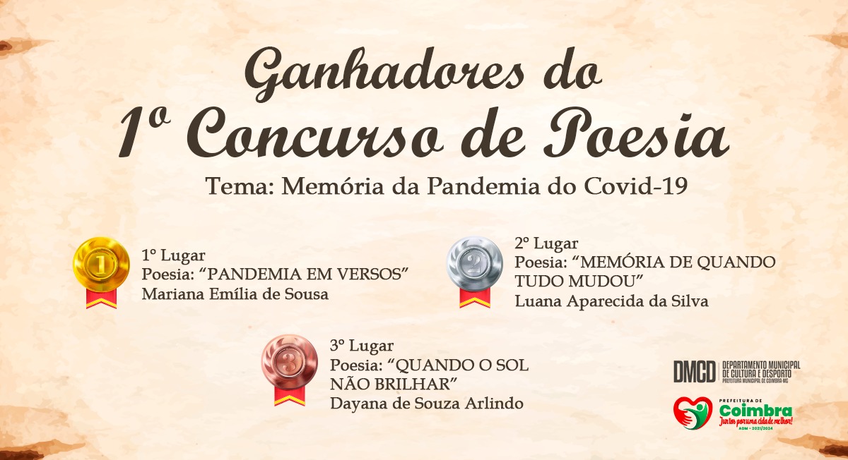 CERIMÔNIA DE PREMIAÇÃO DO 1° CONCURSO DE POESIAS DE COIMBRA